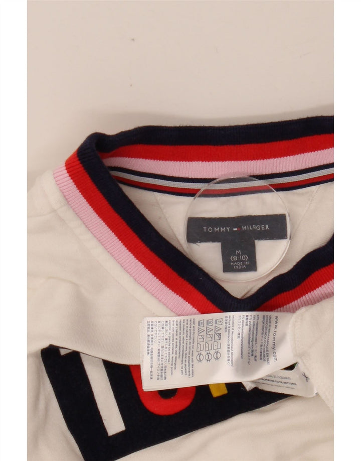 Top TOMMY HILFIGER feminino com ombro de fora gráfico 8-9 anos médio branco