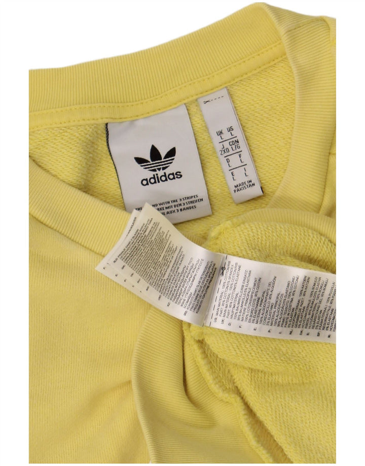 Adidas Mens Graphic Moletom Jumper Grande Algodão Amarelo