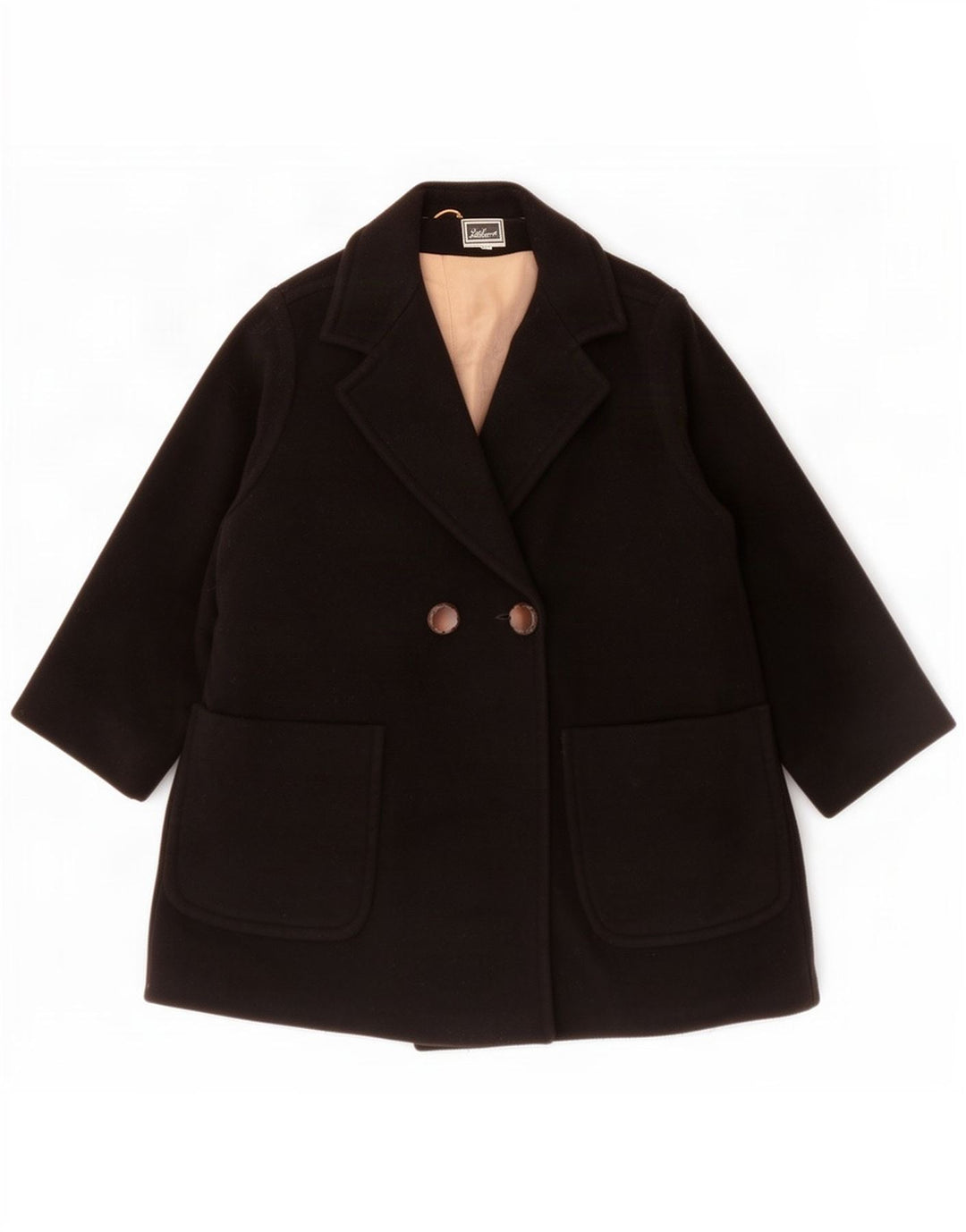 Luisa Spagnoli Casaco feminino manga 3/4 com peito duplo Reino Unido 10 pequeno preto