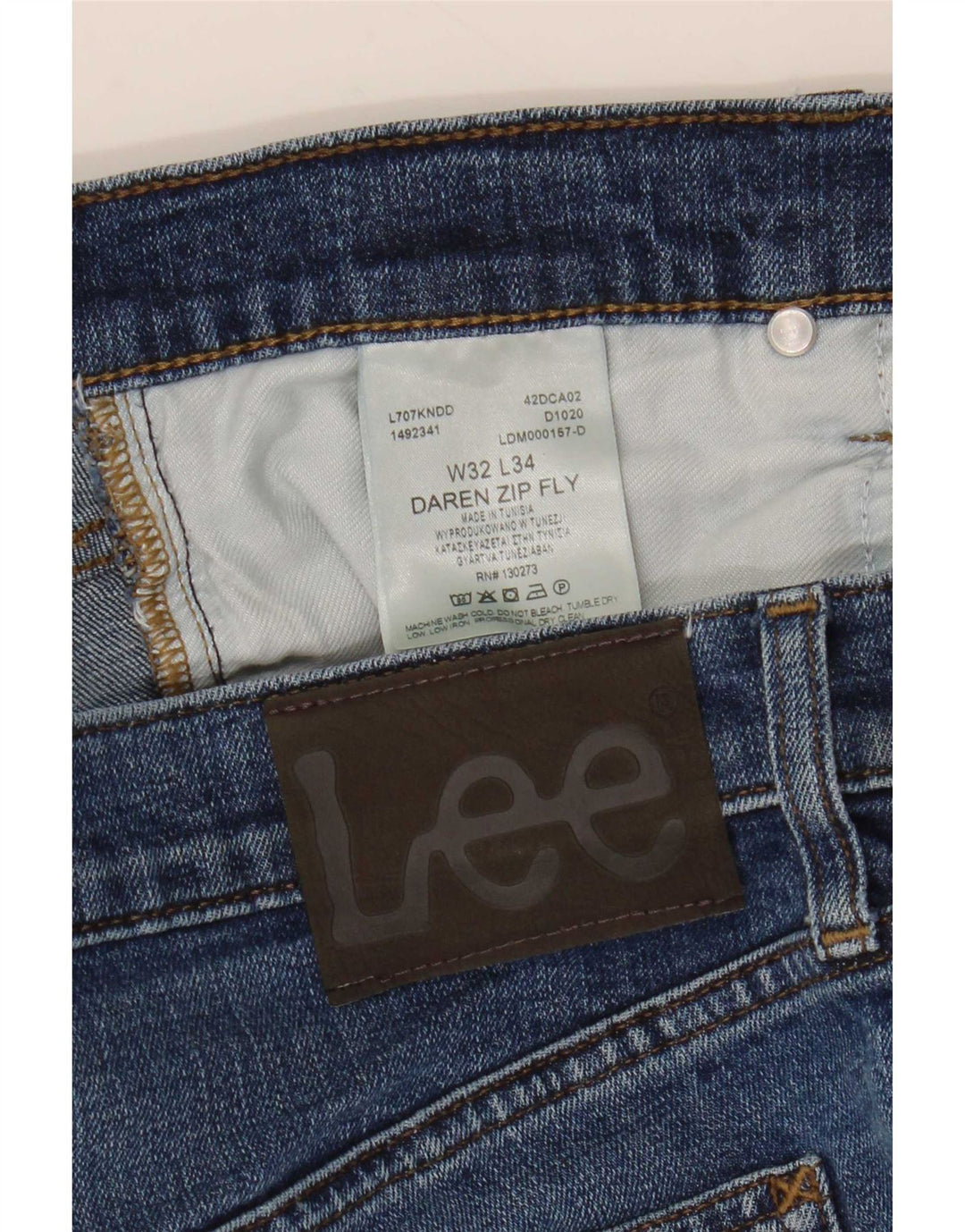 Lee Mens Daren Zip Fly Slim Jeans W32 L29 Azul Algodão