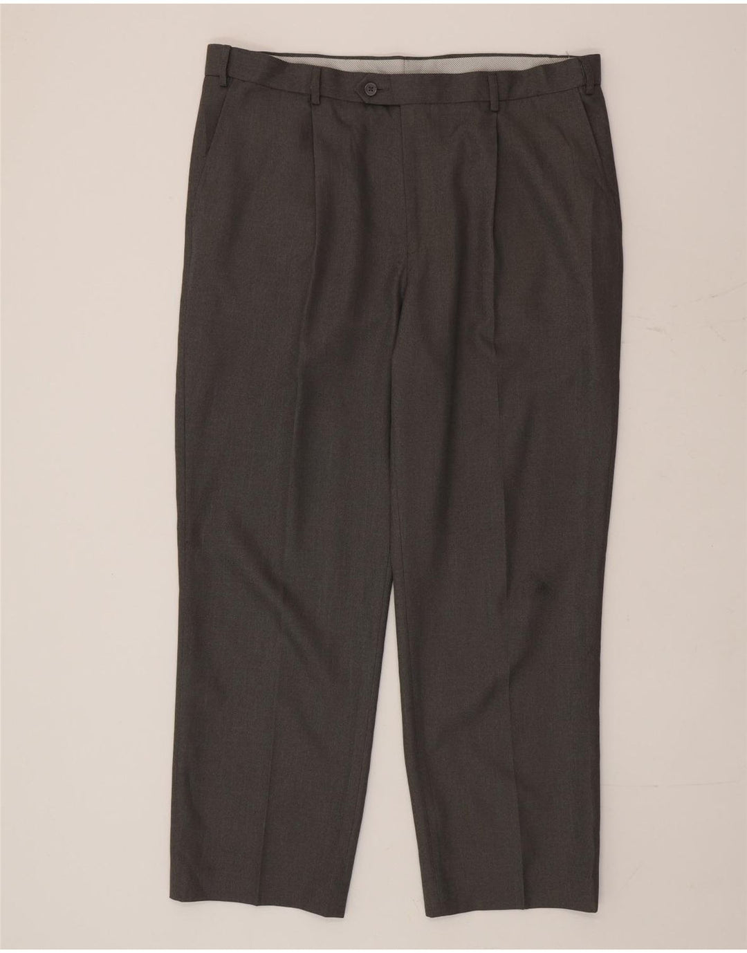 Calça masculina de terno reto Marks & Spencer W38 L29 poliéster cinza