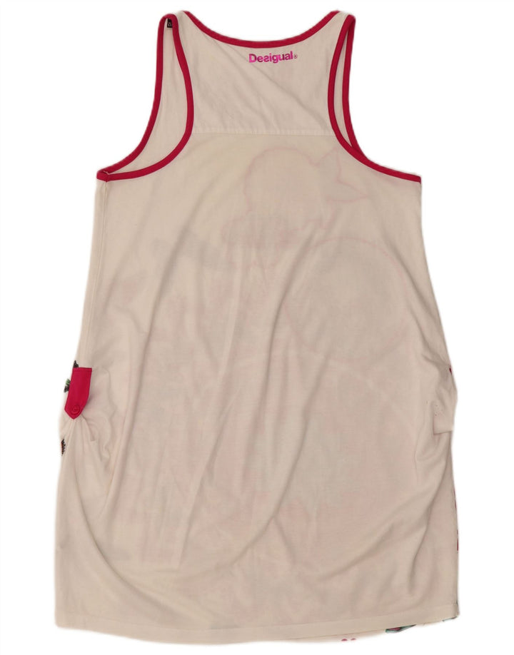 DESIGUAL Vestido túnica estampado sem mangas para meninas 11-12 anos branco floral