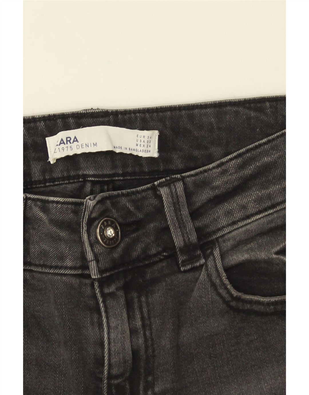 ZARA Jeans femininos desgastados slim EU 34 2XS W24 L25 cinza