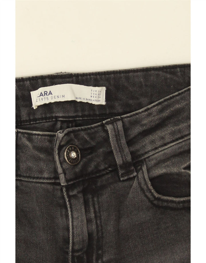 ZARA Jeans femininos desgastados slim EU 34 2XS W24 L25 cinza