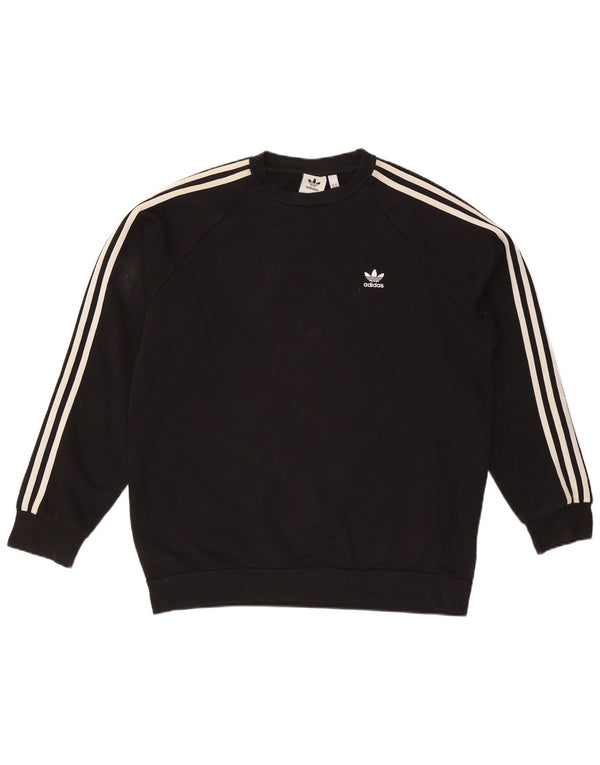 Adidas Mens Moletom Jumper Grande Algodão Preto