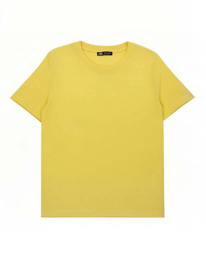 Zara Camiseta Feminina Top UK 14 Médio Amarelo