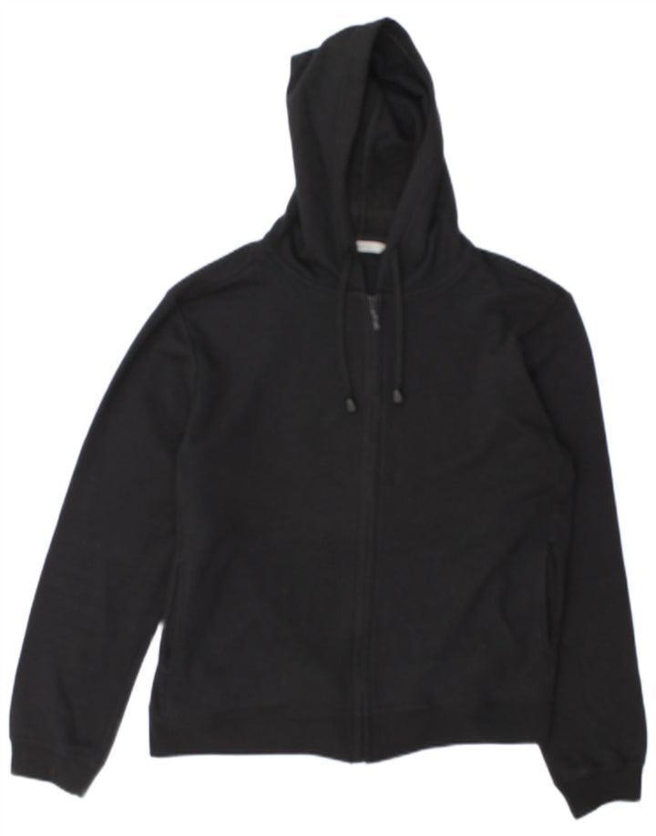 Suéter feminino Marks & Spencer com capuz e zíper Reino Unido 12 algodão preto médio