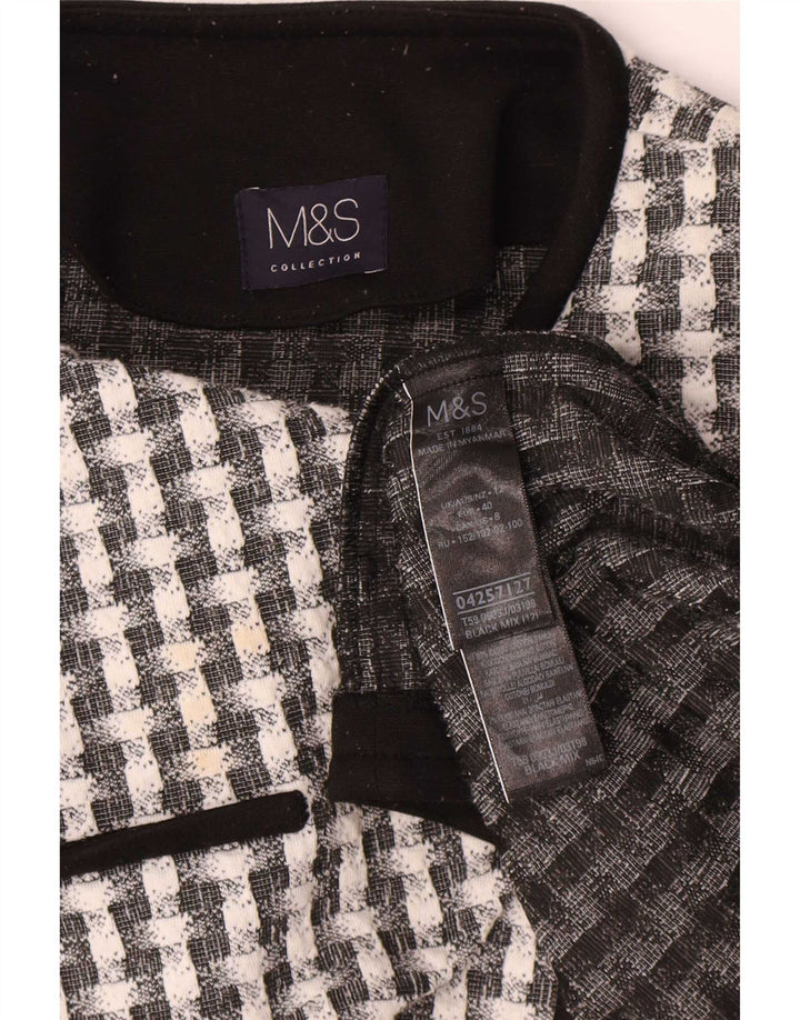 Jaqueta Bolero Feminina Marks & Spencer Reino Unido 12 Poliéster Xadrez Preto Médio