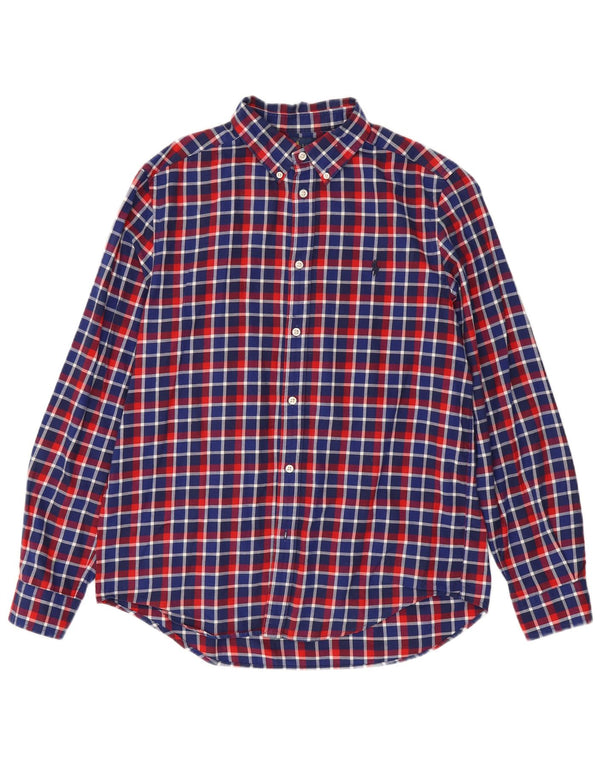 Ralph Lauren Camisa masculina de flanela 15-16 anos XL algodão xadrez multicolorido