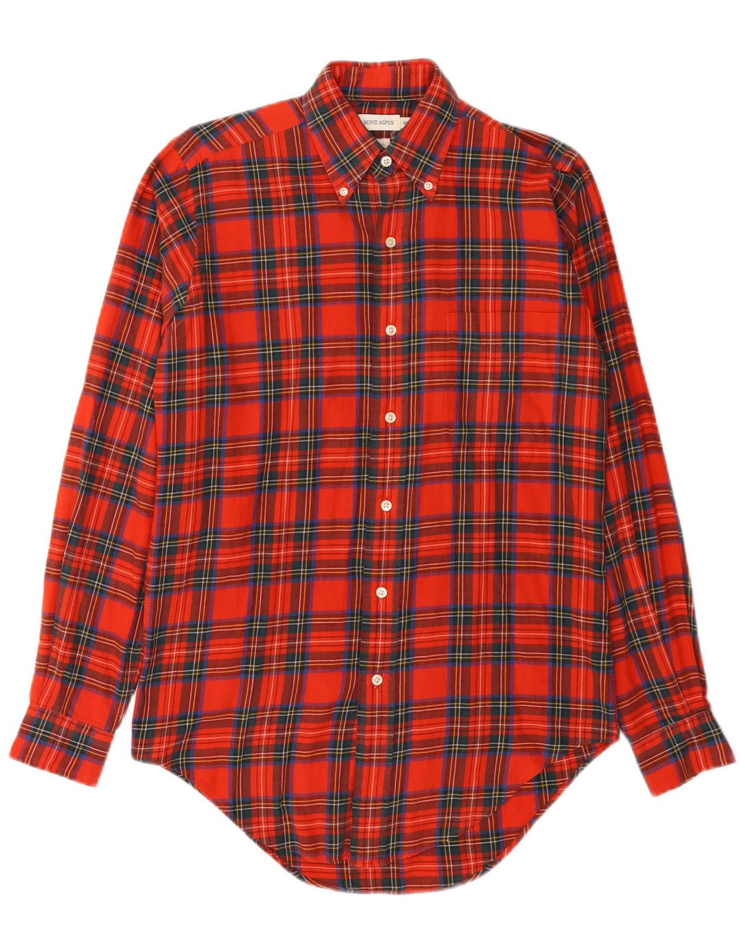 Camisa masculina de flanela Alberto Aspesi XS algodão xadrez vermelho