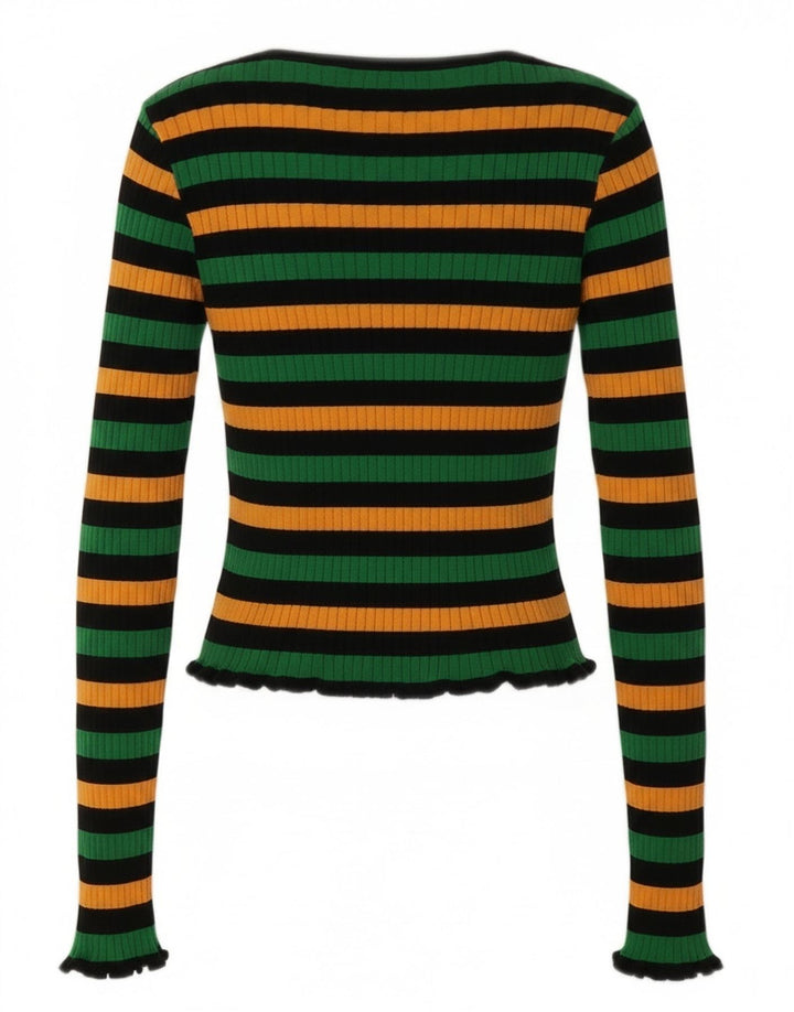 Zara Womens Crop Top UK 12 Médio Listrado Multicolorido