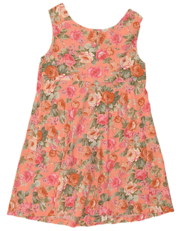 Vestido de verão feminino vintage Reino Unido 12 médio rosa floral boêmio
