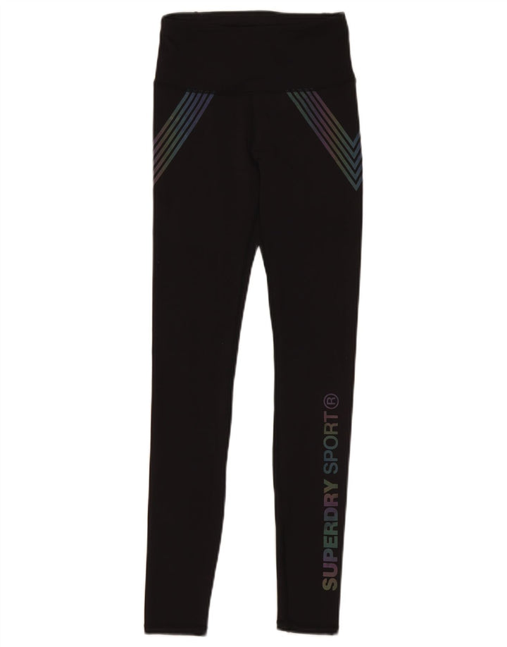 Leggings gráficas femininas SUPERDRY UK 6 poliéster preto pequeno