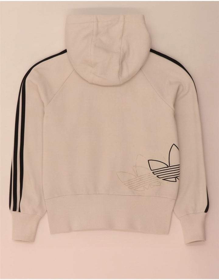 Suéter feminino Adidas com capuz e zíper gráfico IT 44 Medium White Colourblock