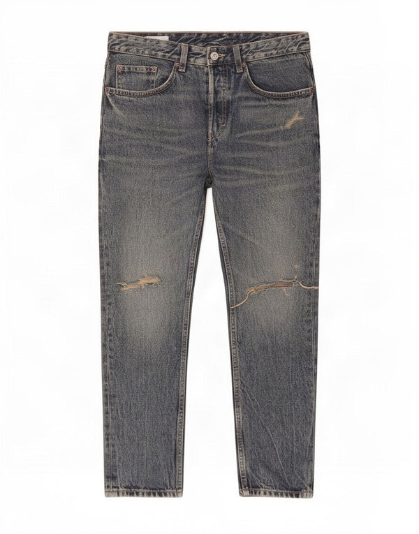 Zara Mens Distressed Tapered Jeans EU 40 Médio W31 L27 Azul Algodão