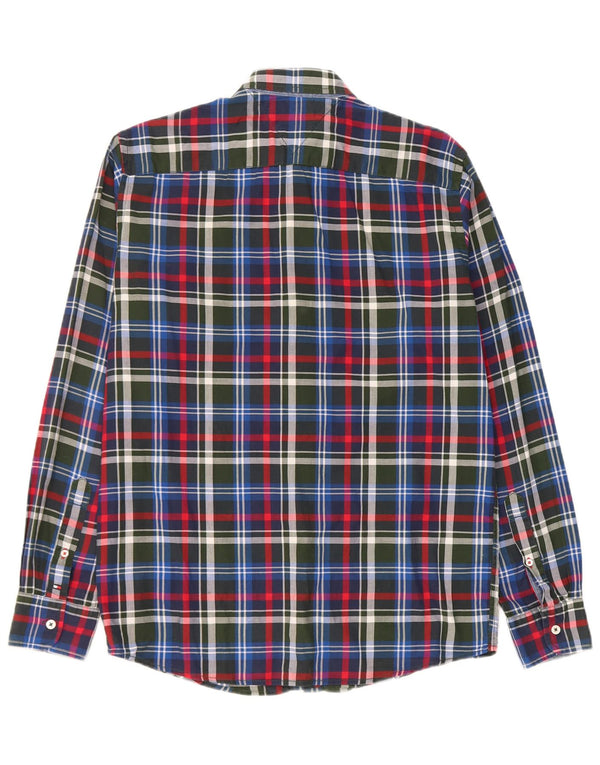 Tommy Hilfiger Camisa masculina vintage fit pequena algodão xadrez azul marinho
