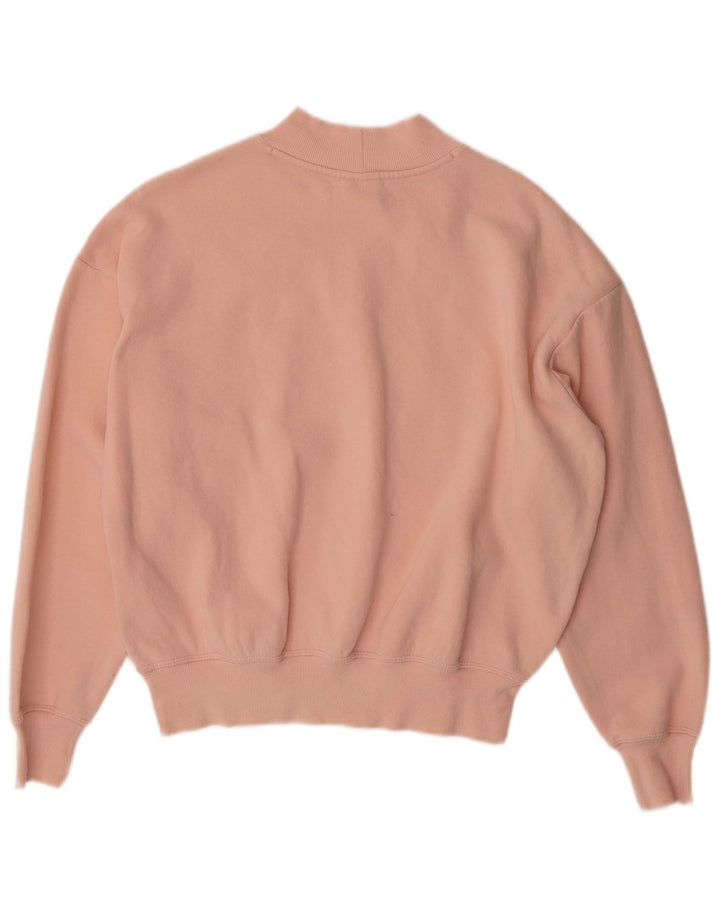 CHAMPION Suéter feminino oversized Reino Unido 10 pequeno algodão rosa