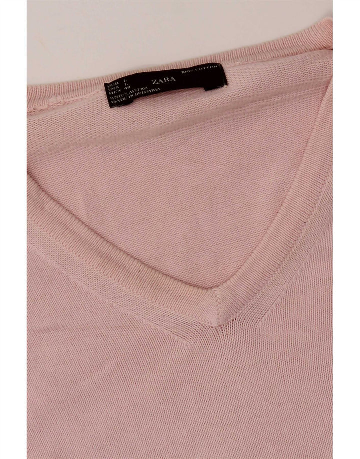 Suéter masculino Zara com decote em V grande rosa
