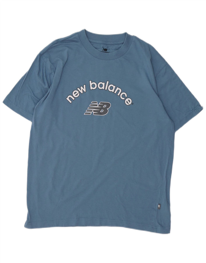 Camiseta gráfica masculina NEW BALANCE de algodão azul médio