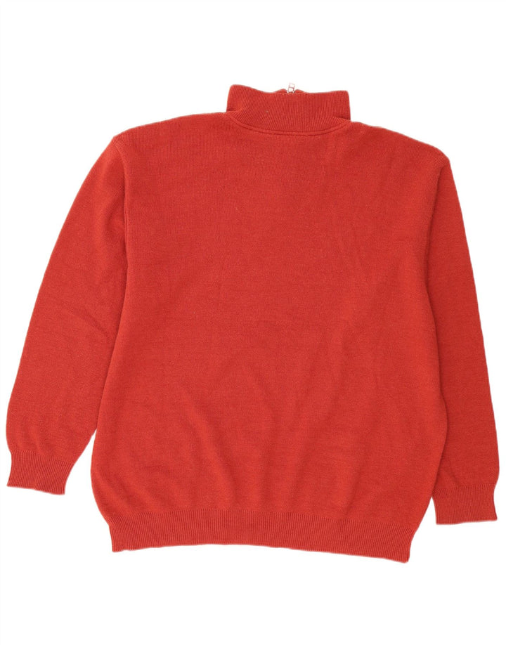 Suéter masculino Lacoste com zíper e pescoço tamanho 8 3XL lã vermelha