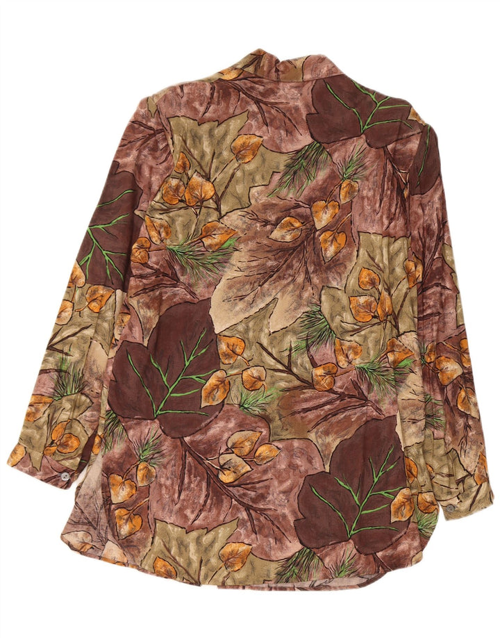 Camisa feminina vintage UK 14 viscose floral multicolorida média