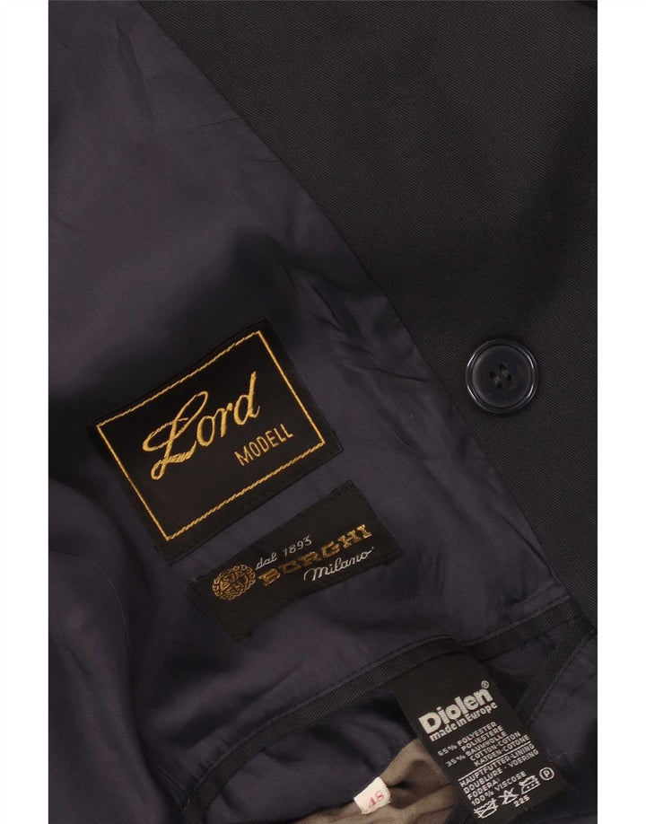 Burghi Mens Double Breasted Trench Coat IT 48 poliéster azul marinho médio