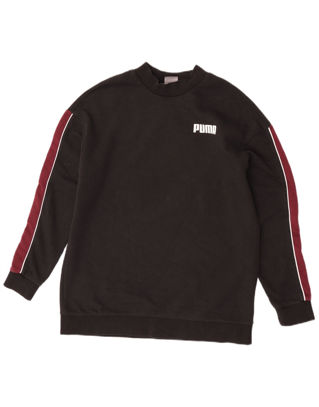 Puma moletom feminino jumper UK 12 médio preto colorblock algodão
