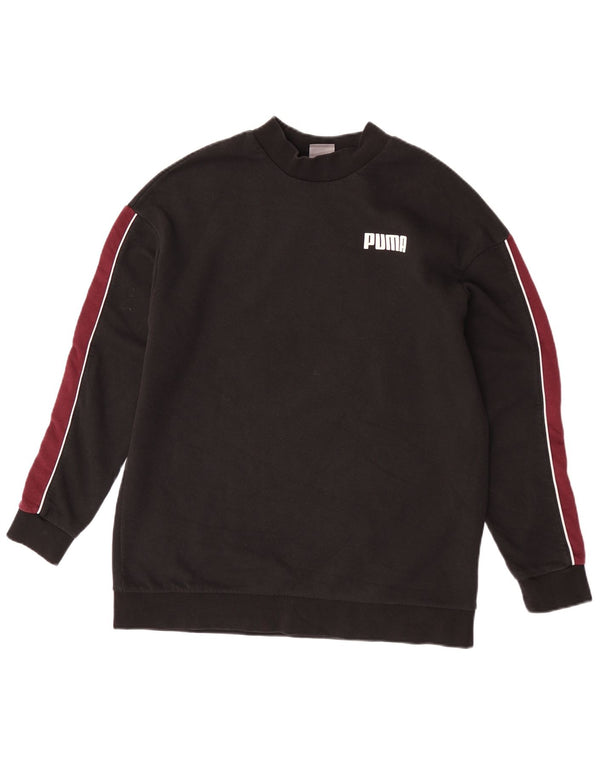 Puma moletom feminino jumper UK 12 médio preto colorblock algodão