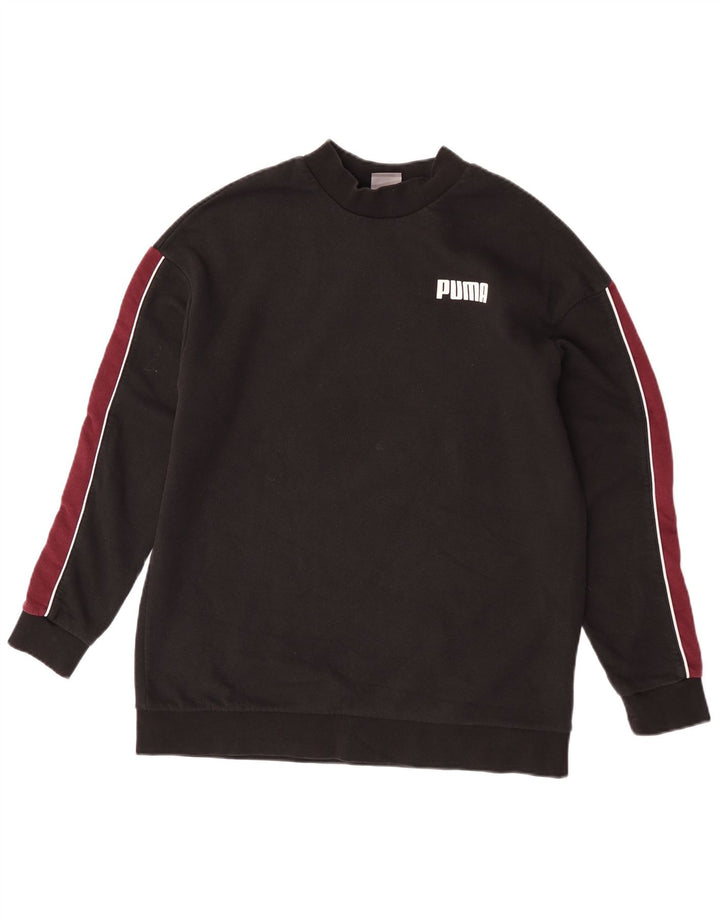 Puma moletom feminino jumper UK 12 médio preto colorblock algodão