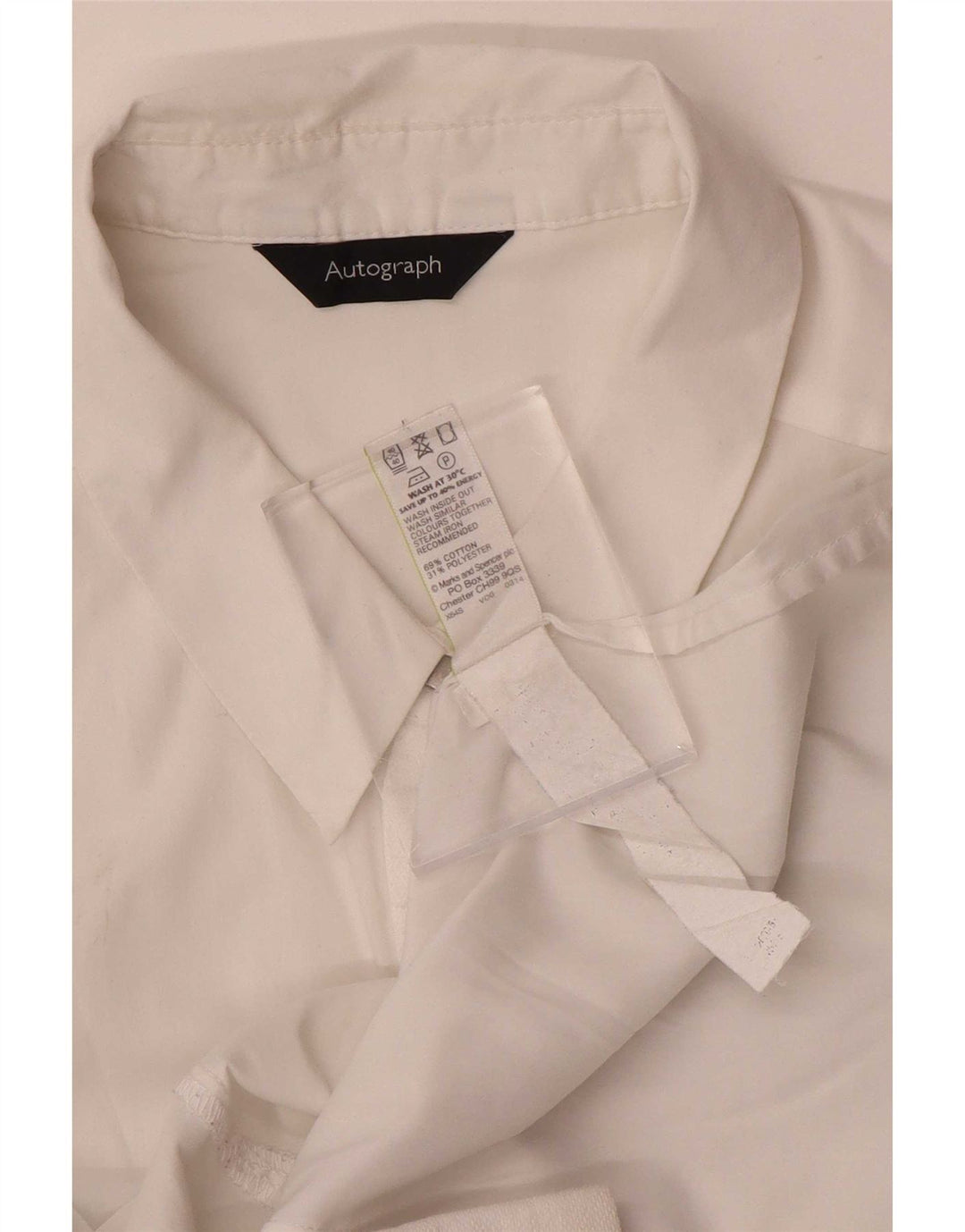 Camisa feminina Marks & Spencer Autograph Reino Unido 12 algodão branco médio