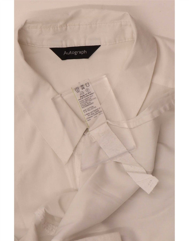 Camisa feminina Marks & Spencer Autograph Reino Unido 12 algodão branco médio