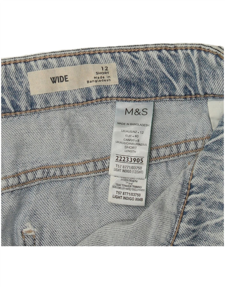 Calça jeans feminina Marks & Spencer Cargo Wide Leg UK 12 Médio W32 L28 Azul