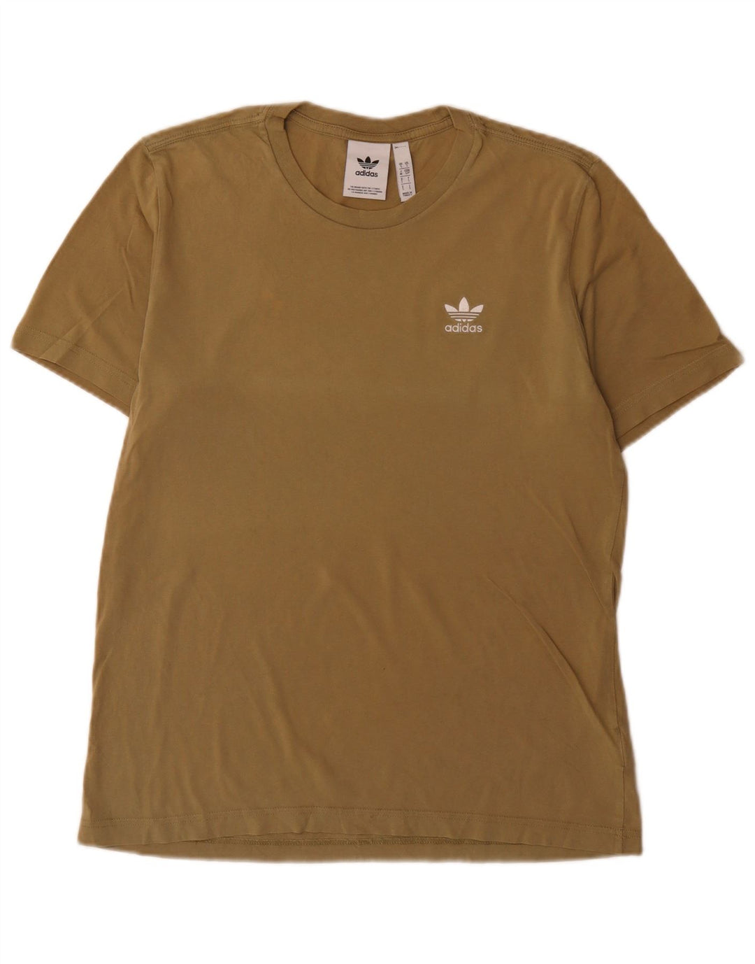 Adidas Mens T-Shirt Top Pequeno Algodão Cáqui