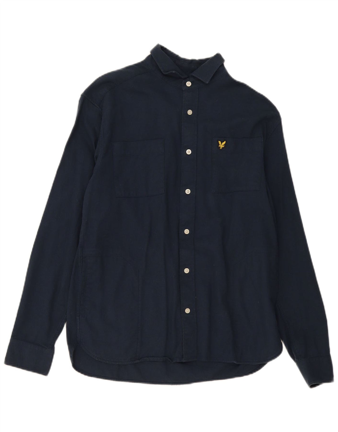 Camisa masculina Lyle & Scott pequena azul marinho algodão