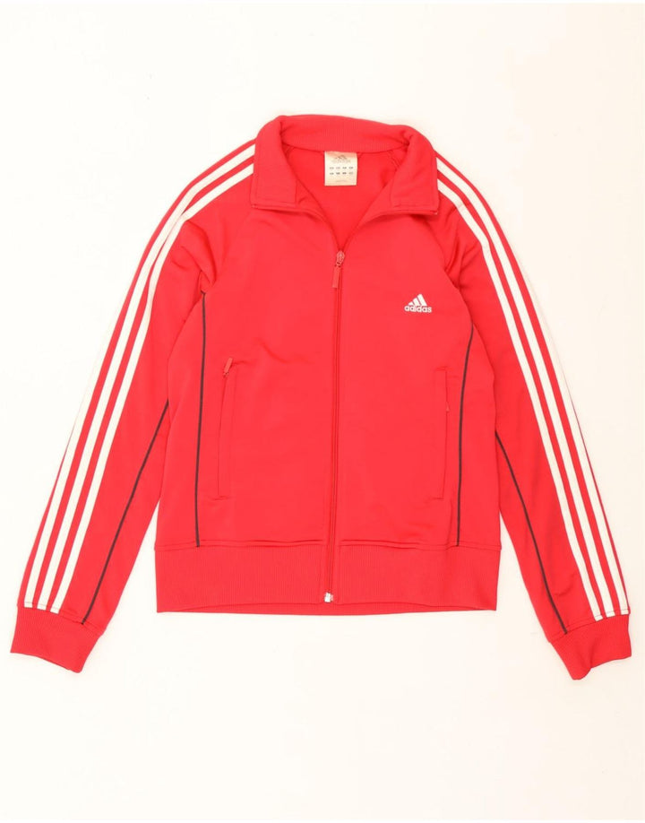 Adidas Womens Tracksuit Top Jacket UK 14 Médio Vermelho Poliéster