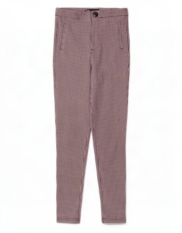 Calça feminina casual skinny Zara pequena W26 L27 houndstooth multicolorida
