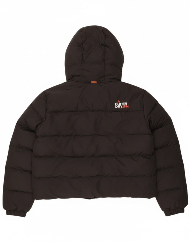 Jaqueta acolchoada com capuz Superdry Womens Crop UK 16 grande poliéster preto