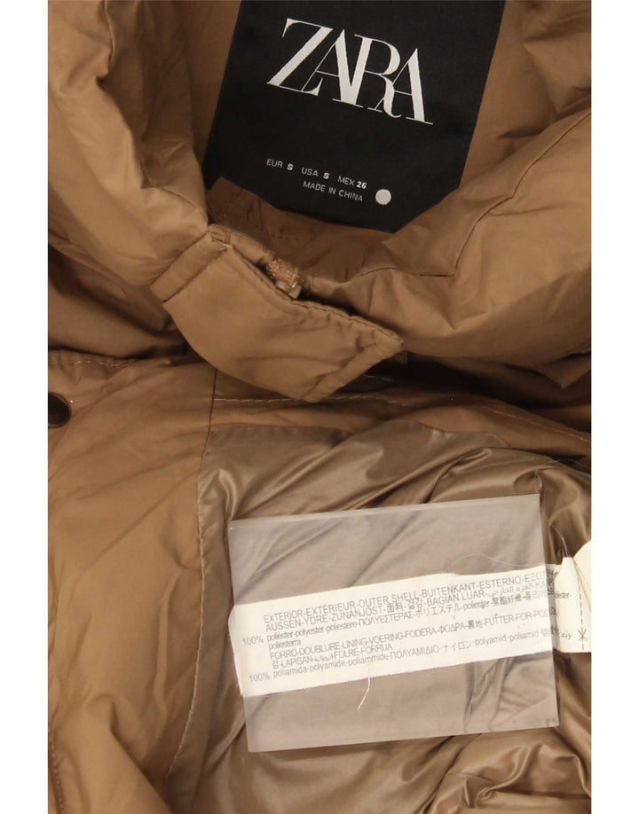 Jaqueta acolchoada oversized feminina Zara UK 10 poliéster bege pequeno