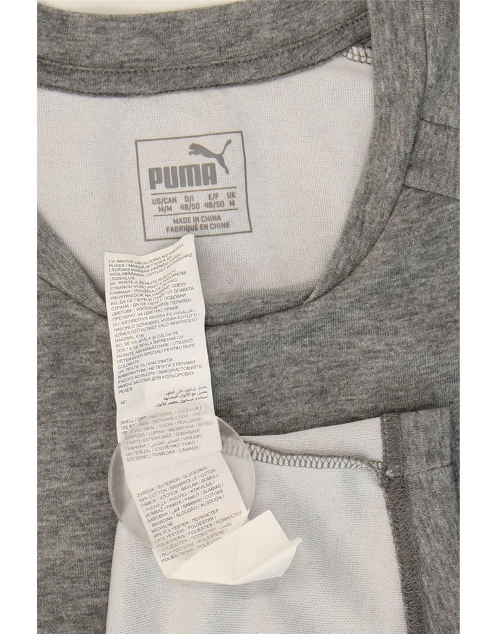 Camiseta masculina Puma Top cinza médio algodão manchado