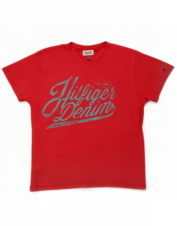Camiseta masculina Tommy Hilfiger com estampa gráfica grande vermelha
