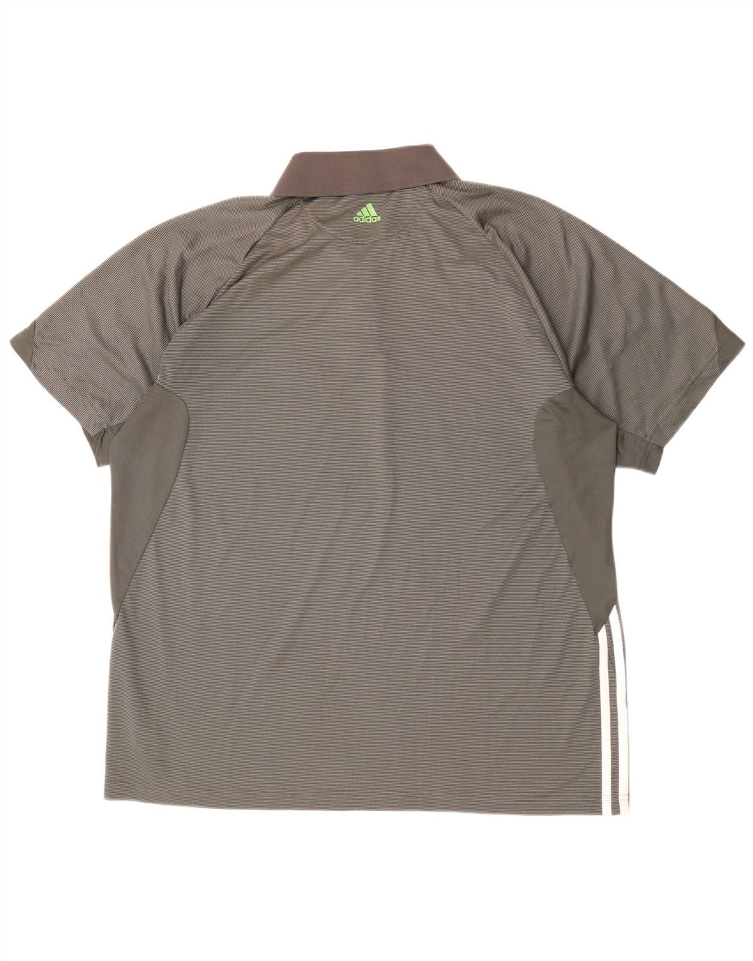 ADIDAS Mens Rolando Carros Polo Shirt XL Grey Pinstripe