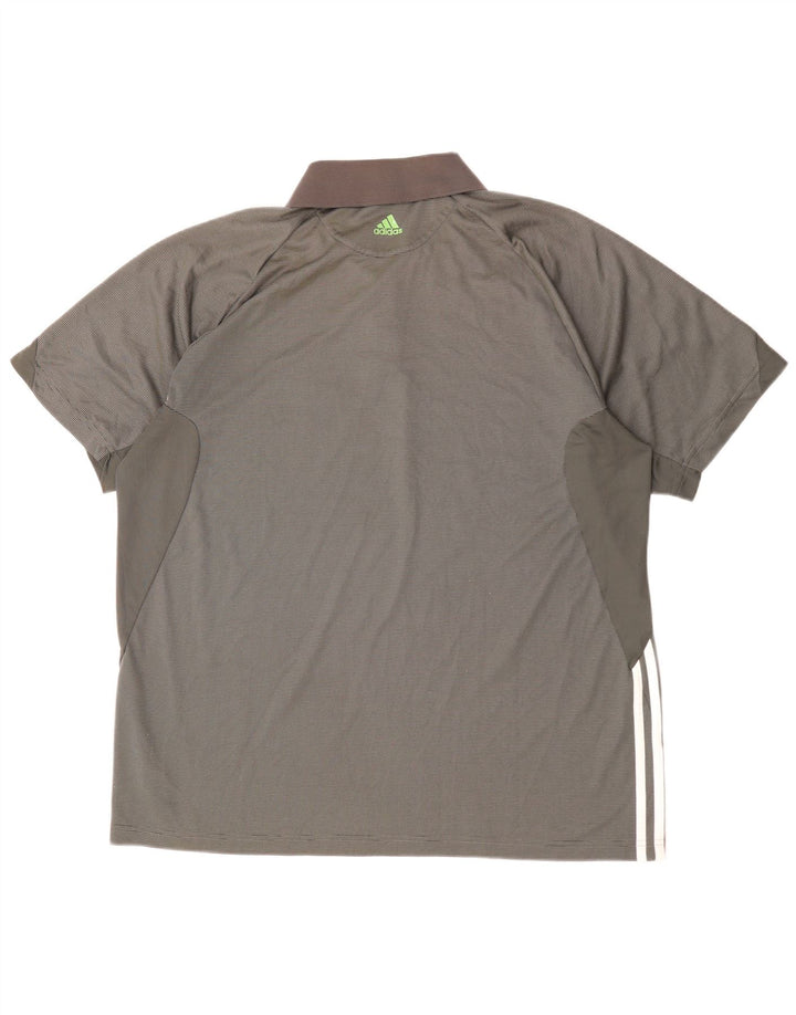 ADIDAS Mens Rolando Carros Polo Shirt XL Grey Pinstripe