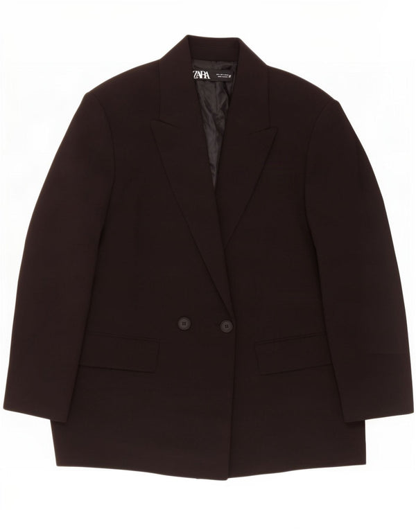 Zara Jaqueta blazer feminina oversized com peito duplo Reino Unido 10 pequena preta