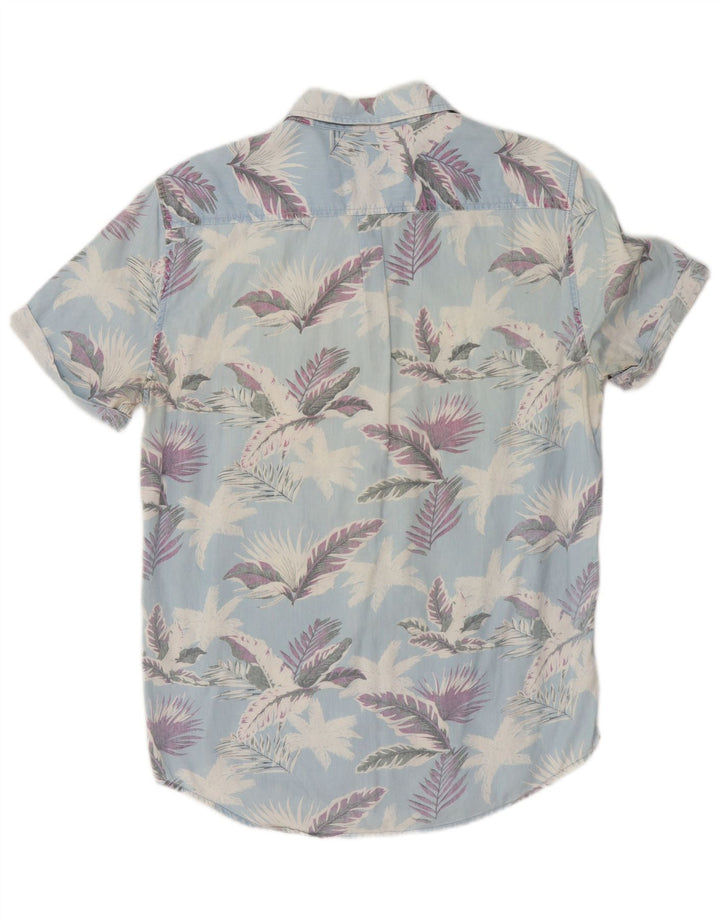 Camisa masculina Superdry manga curta regular fit médio azul floral algodão
