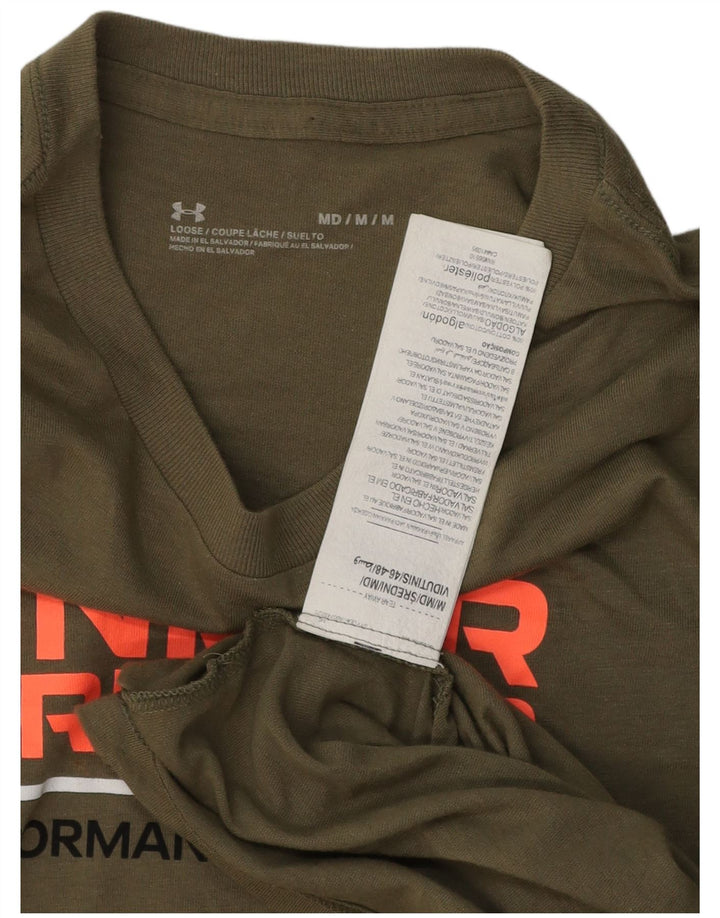Camiseta gráfica masculina UNDER ARMOUR de algodão cáqui médio