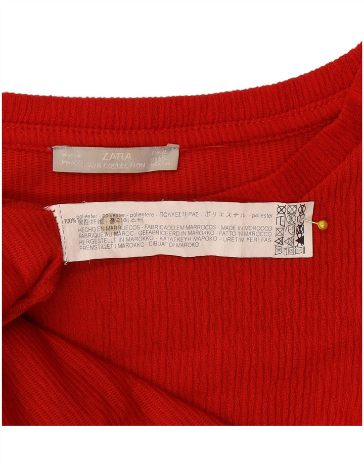 Zara Vestido feminino de manga comprida e grande tamanho para barraca Reino Unido 16 grande poliéster vermelho