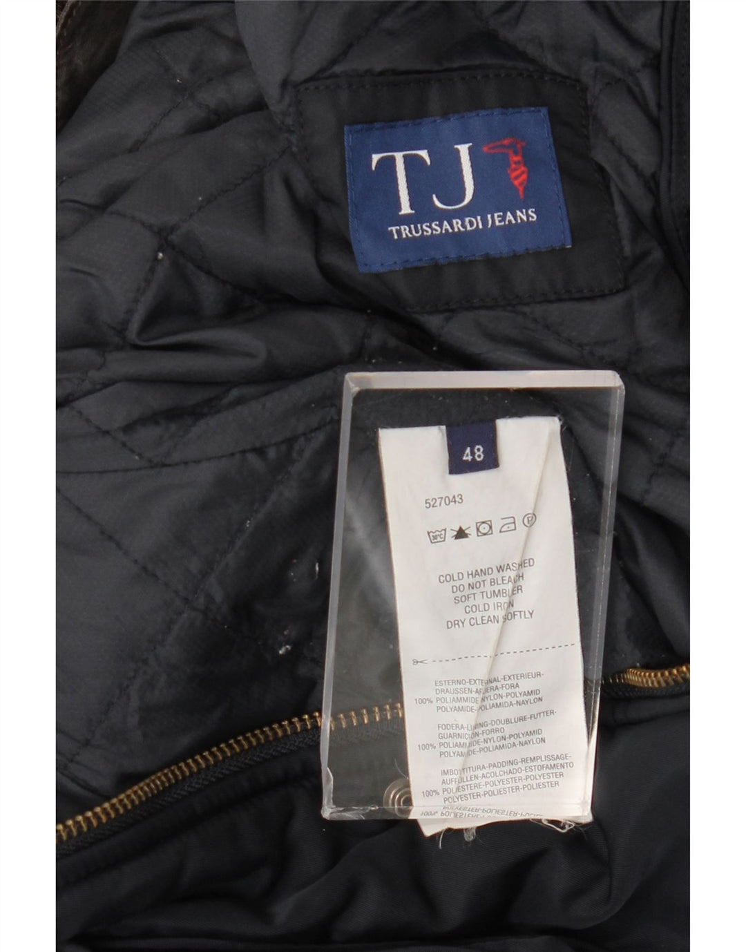 Jaqueta utilitária masculina com capuz Trussardi Jeans IT 48 médio azul marinho poliamida