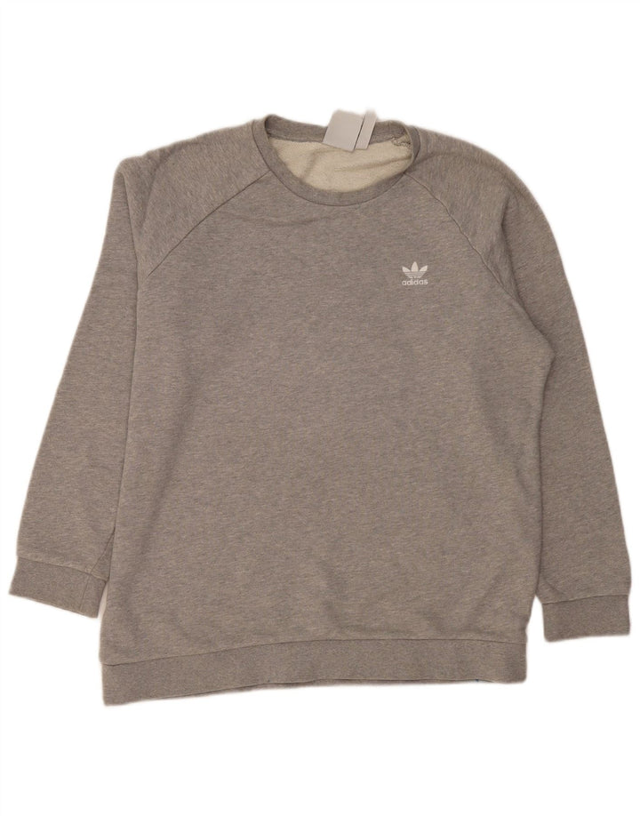 ADIDAS Mens Moletom Jumper Grande Algodão Cinza