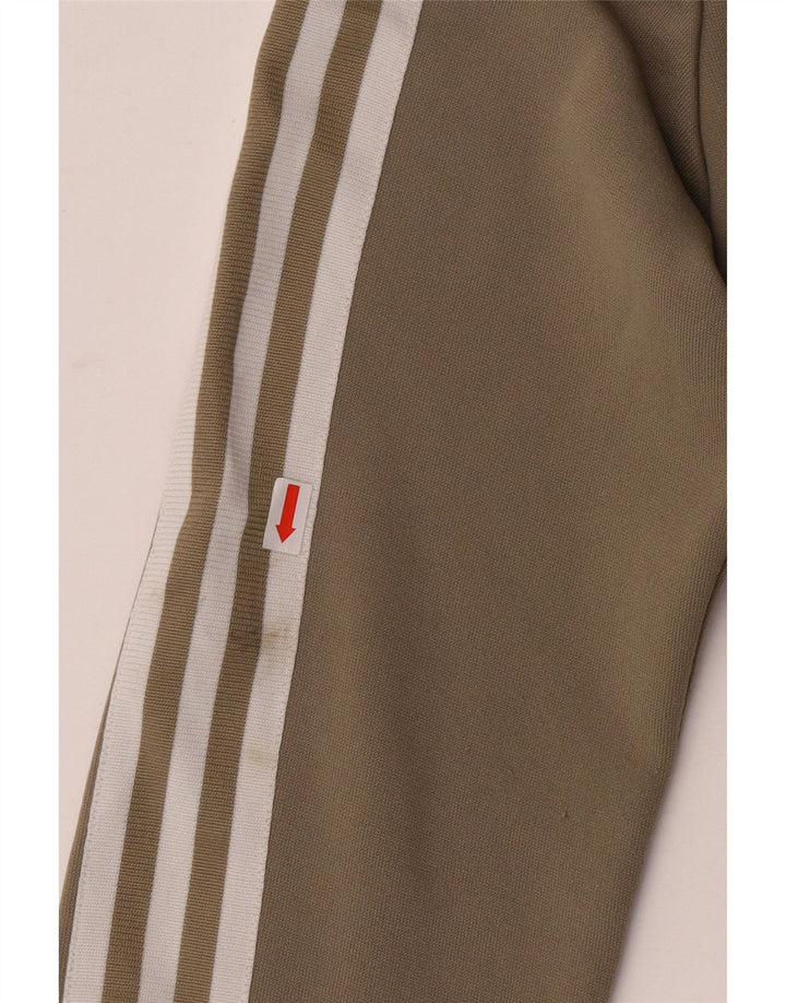 Suéter com capuz Adidas feminino com zíper UK 12 poliéster cáqui médio