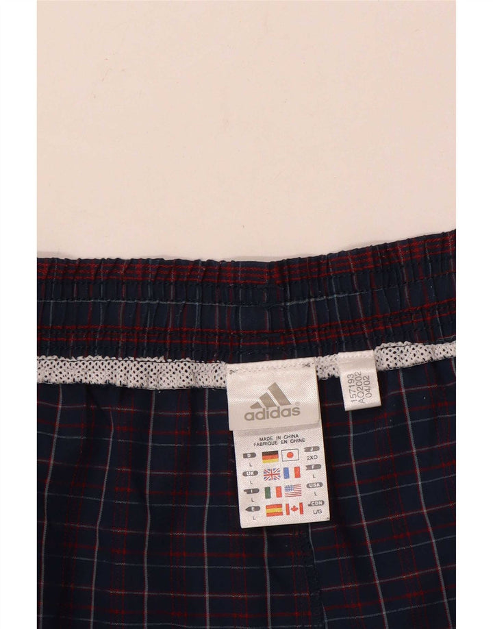 Shorts de natação masculino Adidas grande poliéster xadrez azul marinho
